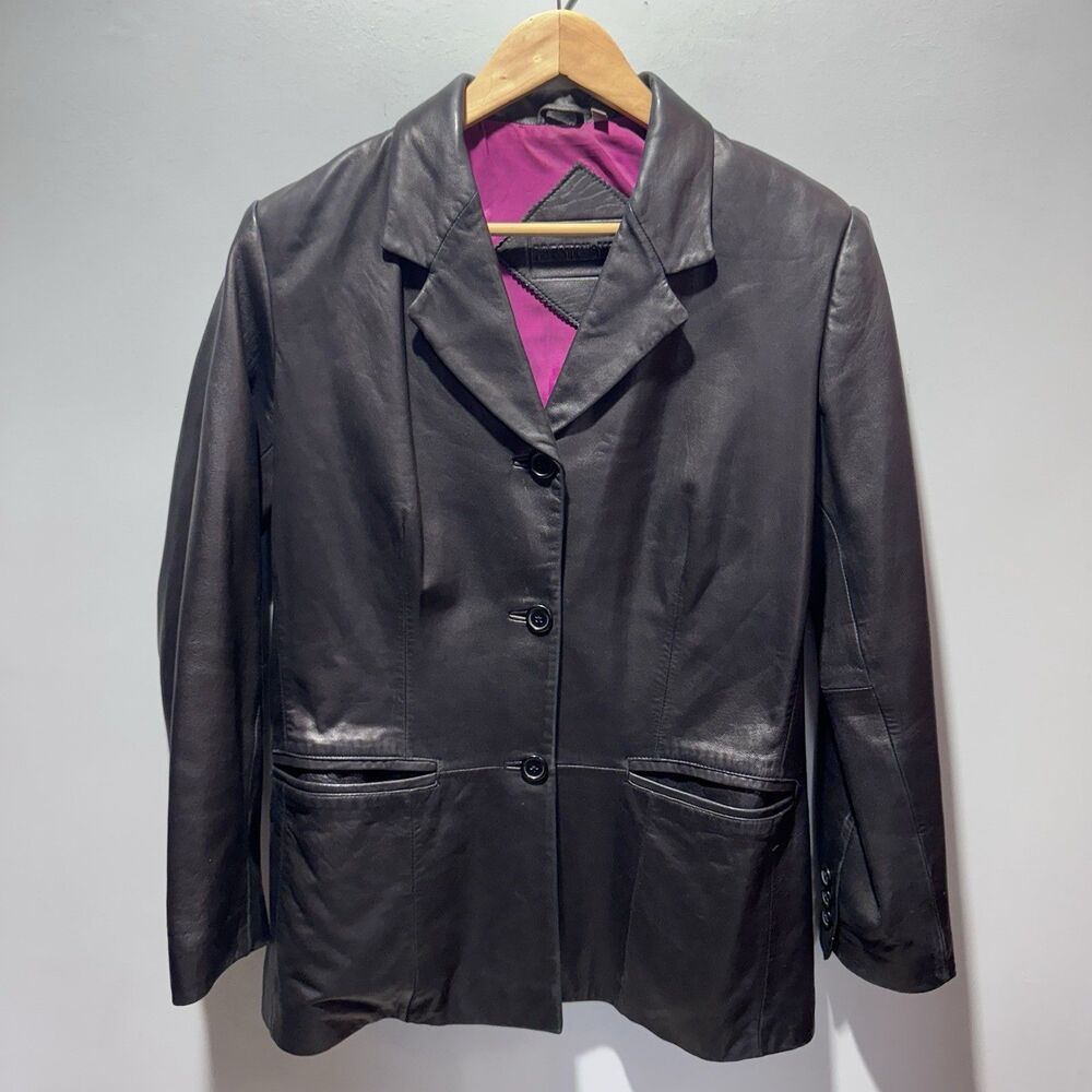 Women's Preston & York 1990's Y2K Genuine Lamb Skin Leather Jacket Size Medium